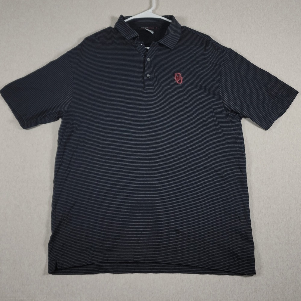 Nike Golf Tiger Woods Oklahoma Sooners Polo Shirt Mens Large Black Stripe TW